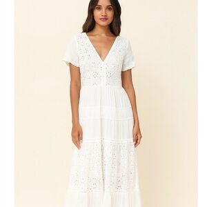 Anthropologie Me 2 Magic White Boho Crochet Dress Women’s Summer Beach Festival